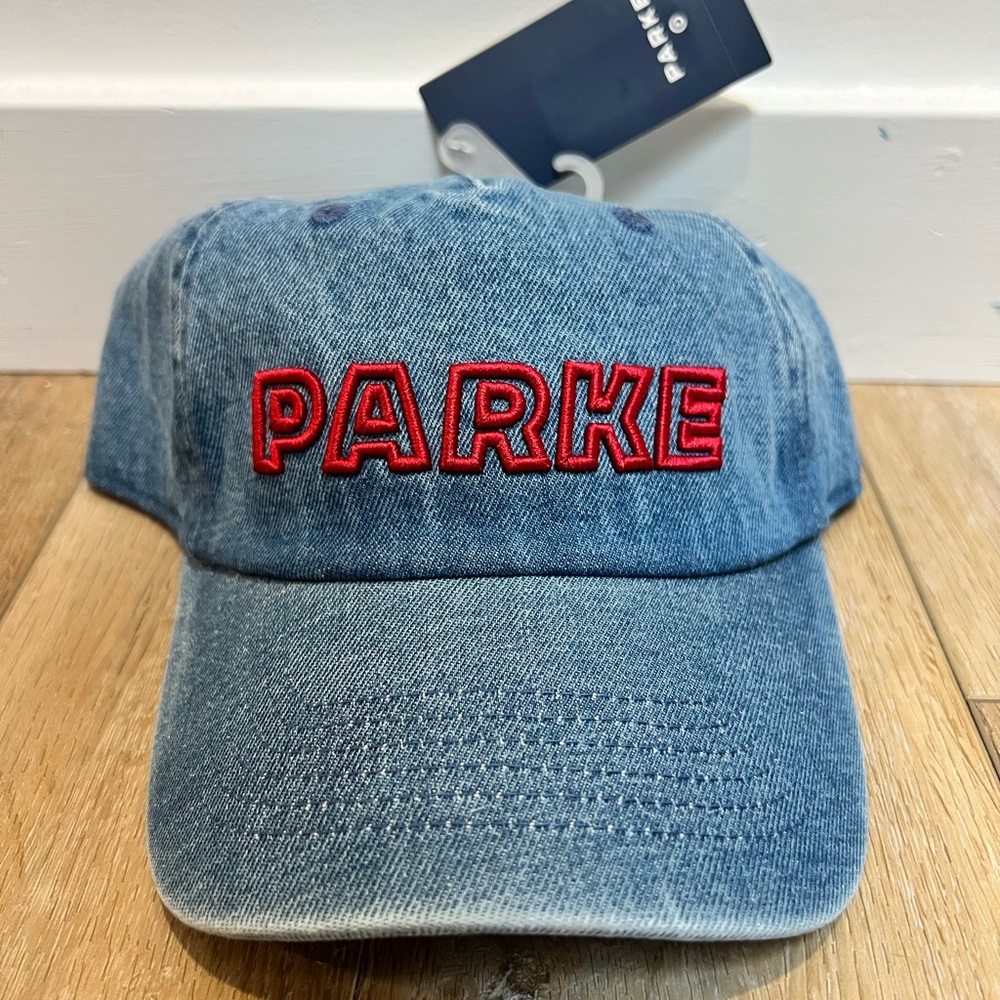 PARKE Target Denim Baseball Cap with Red Embroidered Logo - Picture 3 of 4